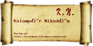 Kolompár Nikodém névjegykártya